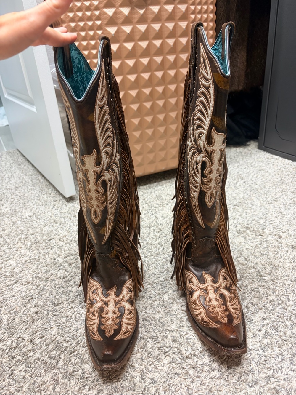 Women’s Corral Boots Eagle Embroidery with Fringe